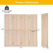 VINGLI 6FT 6 Panel Folding Wood Room Divider Privacy Screen