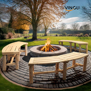 VINGLI Wooden Curved Bench Backless Porch