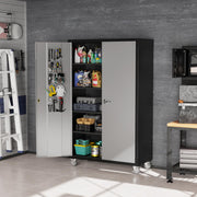 VINGLI 72in Tall & Wide Metal Storage Cabinet with Pegboards Locking Doors and 4 Adjustable Shelves, Wheels