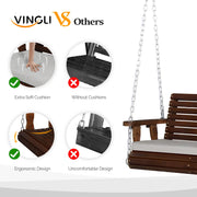 VINGLI 5FT Wooden Patio Porch Swing Outdoor with Cushion Heavy Duty 880 LBS Bench