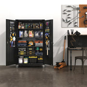 VINGLI 72in Tall & Wide Metal Storage Cabinet with Pegboards Locking Doors and 4 Adjustable Shelves, Wheels