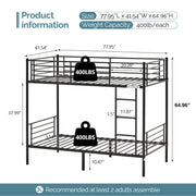 VINGLI Metal Bunk Bed Heavy Duty Twin Over Twin Bed Frames
