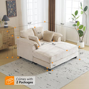 VINGLI 56" Lounge Chair Corduroy Oversized Sleeper Sofa