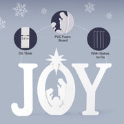 VINGLI 3 Piece Joy Christmas Nativity Outdoor Decoration Red/White