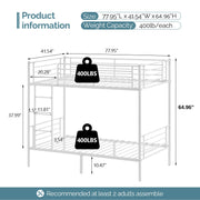 VINGLI Metal Bunk Bed Heavy Duty Twin Over Twin Bed Frames
