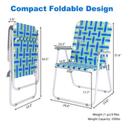 VINGLI Folding Beach Chairs Patio Lawn Webbed Chairs