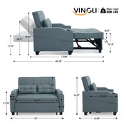 VINGLI Loveseat Sleeper Couch Convertible with USB Ports
