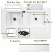 VINGLI Folding Fish Cleaning Table with 2 Sink & Stainless Steel Faucet