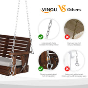 VINGLI 5FT Wooden Patio Porch Swing Outdoor with Cushion Heavy Duty 880 LBS Bench