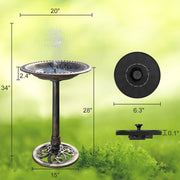 VINGLI 28" Bird Bath with Solar Power Lightweight Antique Outdoor Garden