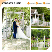 VINGLI Garden Arbor with Gate and Fence PVC Wedding Arch