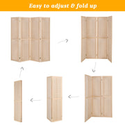 VINGLI 6FT 6 Panel Folding Wood Room Divider Privacy Screen