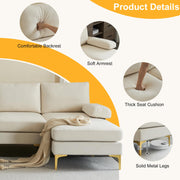 VINGLI SS104 110" Linen U-Shaped Sectional Couch Sofa for Living Room