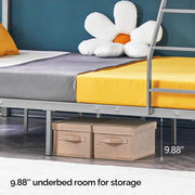 VINGLI Bunk Beds Full Size with Flat Rung Steps Gray/Black