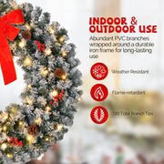 VINGLI Prelit Christmas Wreath Artificial Xmas Wreath with Lights
