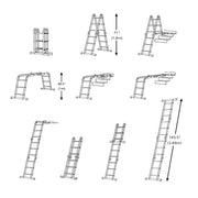 LUISLADDERS 12.5/15.5/18.5 FT Folding Telescoping Ladder Aluminium Multi-Purpose 7 in 1 Heavy Duty Combination