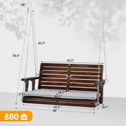 VINGLI 4FT Wooden Porch Patio Swing with Cushions 880lbs