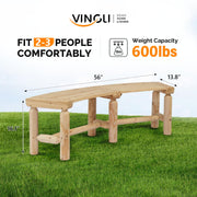 VINGLI Wooden Curved Bench Backless Porch