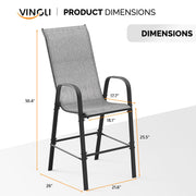 VINGLI Bar Height Stool Outdoor Bar Chairs Set with High Back and Armrests