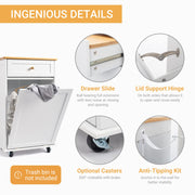 VINGLI 10/13 Gallon Tilt Out Trash Bin Cabinet Wood Tilt Out Laundry Hamper