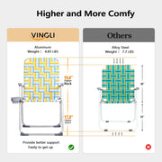 VINGLI Patio Lawn Webbed Folding Chairs Set with Cup Holder