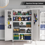 VINGLI 72in Tall & Wide Metal Storage Cabinet with Pegboards Locking Doors and 4 Adjustable Shelves, Wheels