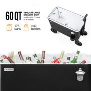 VINGLI 60 Quart Patio Cooler Wagon Portable Rolling Ice Chest
