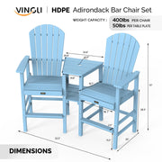 VINGLI Tall Adirondack Chairs Set HDPE Adirondack Bar Stools