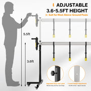 VINGLI 16 FT Pool Cover Reel Set for Aboveground with Adjustable Height