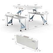 VINGLI 4 Ft  Portable Foldable Camping Picnic Table Set 265 Lbs Support 4-Seats Aluminum Frame Silver