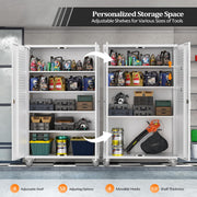 VINGLI 72in Tall & Wide Metal Storage Cabinet with Pegboards Locking Doors and 4 Adjustable Shelves, Wheels