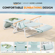 VINGLI 3 in 1 Beach Chair Portable Reclining Lounge with Foot Rest