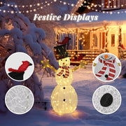 VINGLI Christmas Snowman Outdoor Decorations Pre-lit LED Lights Snowman with Broom/Birds