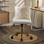 VINGLI AC101 Armless Home Office Desk Chair with Wheels Upholstered Adjustable Rolling Swivel Nail Chair