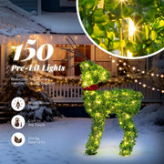 VINGLI Lighted Reindeer Outdoor Decorations Green/Gold/White