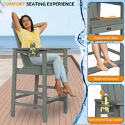 VINGLI Tall Adirondack Chair Bar Stools with Cup Holder