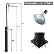 VINGLI 7 FT 2.3 Gallon Solar Heated Shower with Shower Head
