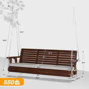 VINGLI 5FT Wooden Patio Porch Swing Outdoor with Cushion Heavy Duty 880 LBS Bench