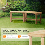 VINGLI Wooden Curved Bench Backless Porch