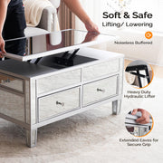 VINGLI 35" Mirrored Lift Top Coffee Table with Storage