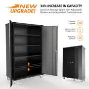 VINGLI 72in Tall & Wide Metal Storage Cabinet with Pegboards Locking Doors and 4 Adjustable Shelves, Wheels
