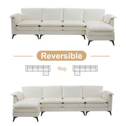 VINGLI 129'' L-Shaped Sectional Couches Reversible Sofa