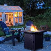 VINGLI Propane Fire Pit Table with Glass Wind Guard