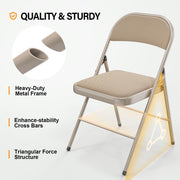 VINGLI 350lbs Folding Chairs Fabric Dining Chair Set with Padded Cushion and Back