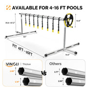 VINGLI 16 FT Solar Pool Cover Reel Set with Adjustable Height Aluminum for Above ground & Inground Swimming Pools