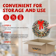 VINGLI Prelit Christmas Wreath Artificial Xmas Wreath with Lights