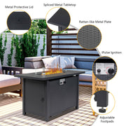 VINGLI Propane Fire Pit Table with Glass Wind Guard