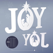 VINGLI 3 Piece Joy Christmas Nativity Outdoor Decoration Red/White