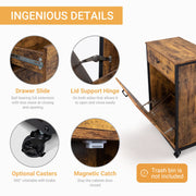 VINGLI 10/13 Gallon Tilt Out Trash Bin Cabinet Wood Tilt Out Laundry Hamper