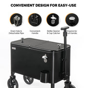 VINGLI 60 Quart Patio Cooler Wagon Portable Rolling Ice Chest